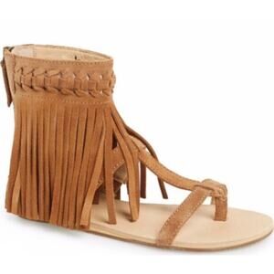 Koolaburra UGG Women's 8 Tan Suede Leather Fringe Moccasin Sandal Gladiator